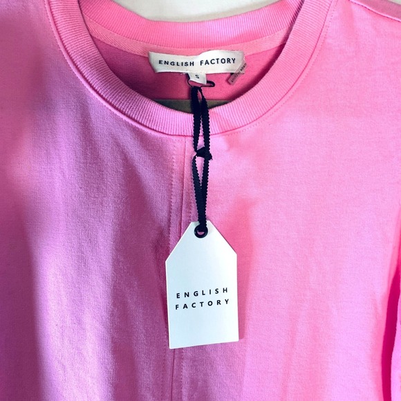 English Factory size Small Pink Puff Sleeve Tiered Cute Dress Drop Waist NWT - Picture 6 of 11